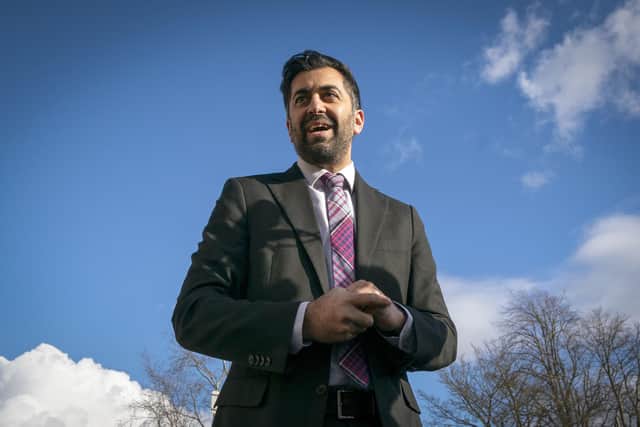SNP leadership candidate Humza Yousaf on the campaign trail in Lanark. Picture: Jane Barlow/PA Wire