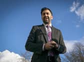 SNP leadership candidate Humza Yousaf on the campaign trail in Lanark. Picture: Jane Barlow/PA Wire