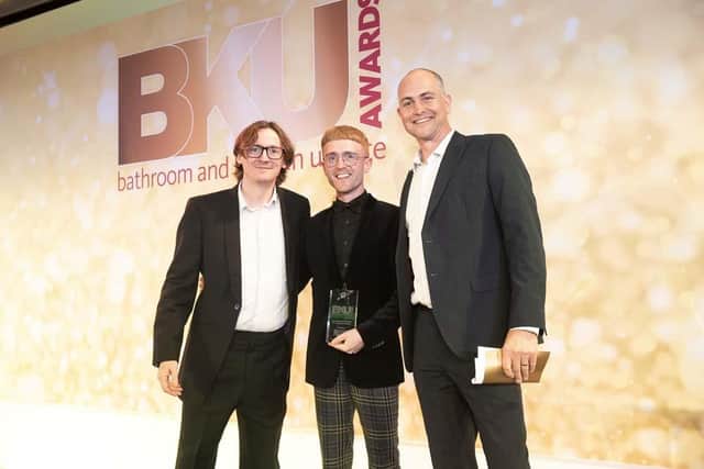 From left: Comedian Ed Byrne, Laings Creative Director Mark Strachan and Kudos Sales and Marketing Director Nick Graville.
