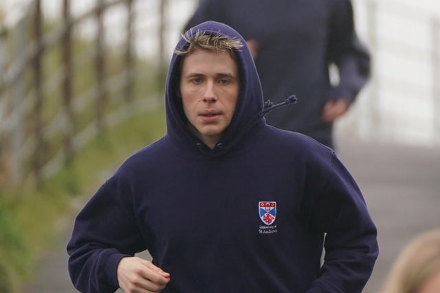 The actor who plays the Prince of Wales during his university years in Netflix show The Crown was seen jogging in St Andrews as filming for the next series continues in the town.