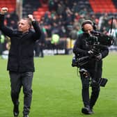 Celtic manager Brendan Rodgers salutes the fans at Tannadice on Saturday (Photo by Craig Williamson / SNS Group)