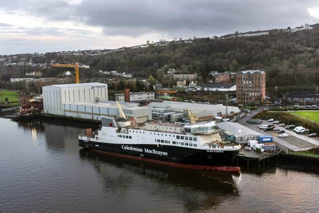 The Glen Sannox docked at the Ferguson Marine facility. Picture: John Devlin