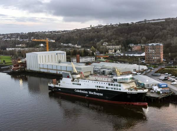 The Glen Sannox docked at the Ferguson Marine facility. Picture: John Devlin