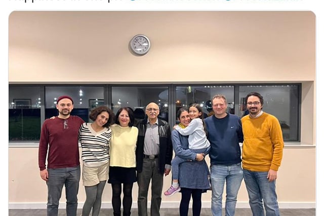 Screengrab of a tweet posted by Elika Ashoori of her father Anoosheh Ashoori and Nazanin Zaghari-Ratcliffe being reunited with their families at RAF Brize Norton, Oxfordshire, after they were freed from detention by Iranian authorities. Issue date: Thursday March 17, 2022.