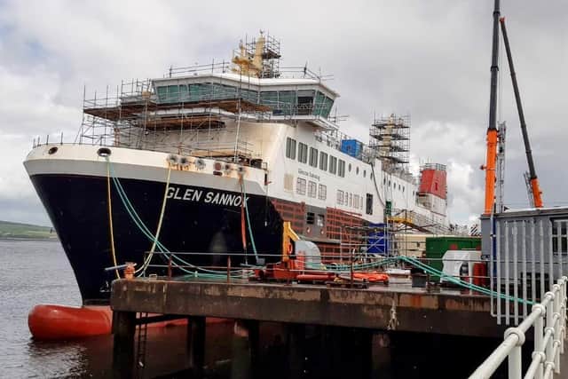 Glen Sannox under construction at Ferguson Marine in Port Glasgow last month. Picture: The Scotsman