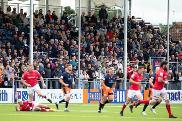 Over 6,500 fans turned up for Edinburgh Rugby's first match at their new stadium. Picture: Bruce White/SNS