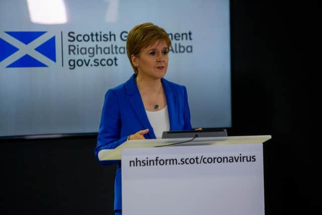 The decision comes after opposition parties complained that the First Minister’s regular television appearances would give her undue prominence during the election. (Photo by Michael Schofield - WPA Pool/Getty Images)