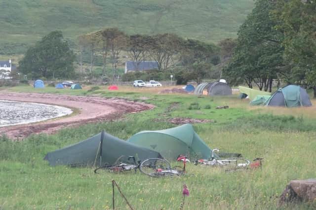Tents pitched up near the shore in Applecross bay. Pic: Applecross Inn Facebook