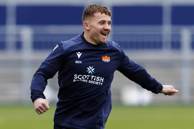 Ben Vellacott during an Edinburgh rugby training session at Hive Stadium, on January 09, 2024, in Edinburgh, Scotland. (Photo by Mark Scates / SNS Group)
