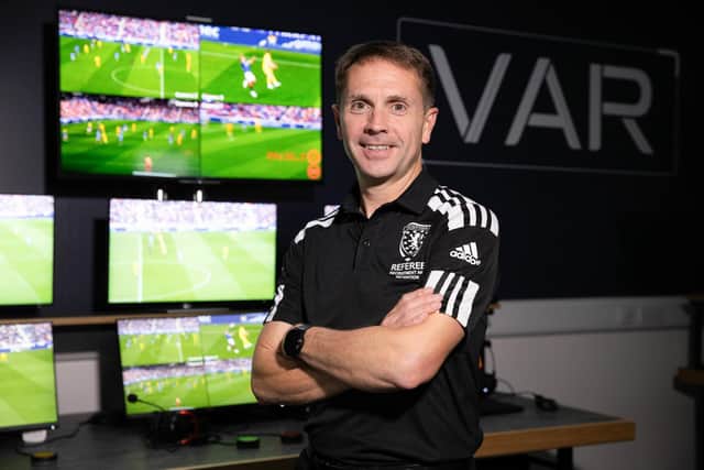 Head of Referee Operations Crawford Allan during a VAR media day at Clydesdale House, on October 13, 2022, in Glasgow.