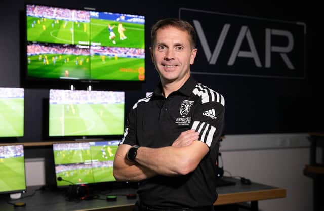 Head of Referee Operations Crawford Allan during a VAR media day at Clydesdale House, on October 13, 2022, in Glasgow.