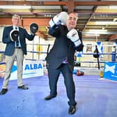 Alba Party leader Alex Salmond poses for a picture with Kenny MacAskill in the Edinburgh boxing gym of former world champion Alex Arthur (Picture: Jeff J Mitchell/Getty Images)