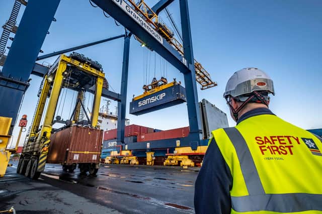 The arrival of the Vanquish into the Port of Grangemouth launched a new short sea shipping call with Samskip for Scottish exporters and importers direct into mainland Europe. Picture: Peter Devlin