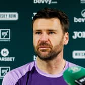 Hibs goalkeeper David Marshall addresses the media ahead of the derby against Hearts. (Photo by Mark Scates / SNS Group)