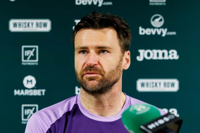 Hibs goalkeeper David Marshall addresses the media ahead of the derby against Hearts. (Photo by Mark Scates / SNS Group)