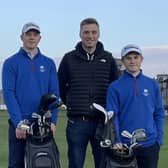 Blairgowrie brothers Gregor, left, and Connor Graham, right, celebrate their new sponsorship deal with Clayton Caravan Park managing director Andrew Kennedy.