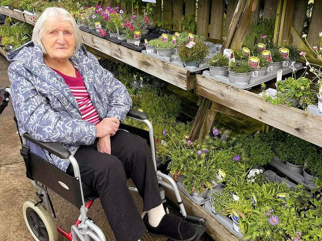 Resident from HC-One Scotland’s Highgate Care Home at garden centre