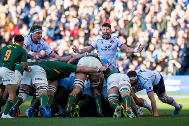 South Africa dominated the scrum in their 30-15 win at BT Murrayfield.  (Photo by Ross Parker / SNS Group)