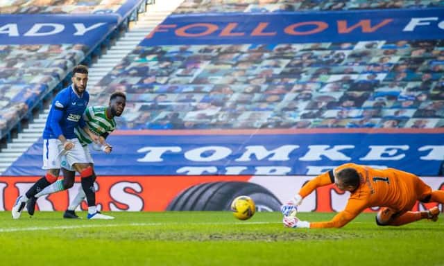 Allan McGregor, pictured making a save from Odsonne Edouard, was hailed as 'world class' by Rangers manager Steven Gerrard. (Photo by Craig Williamson / SNS Group)