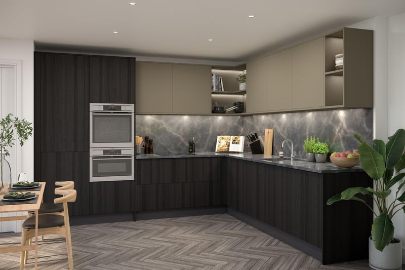 This is how the kitchen in a two-bed apartment will look.