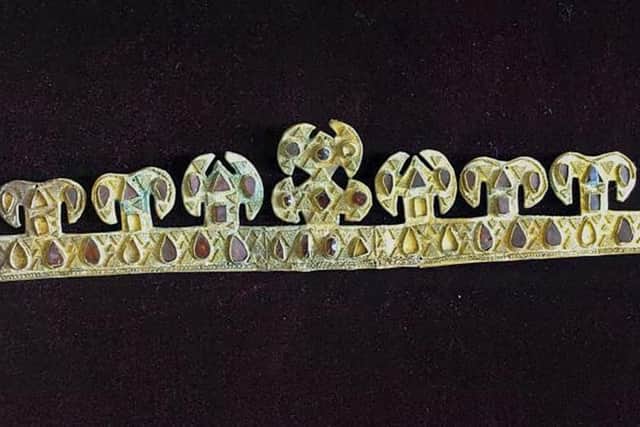 The 1,500 year-old golden 'Hun diadem', inlaid with precious stones, one of the world’s most valuable artefacts from the blood-letting rule of Attila the Hun.
Photo: Getty Images