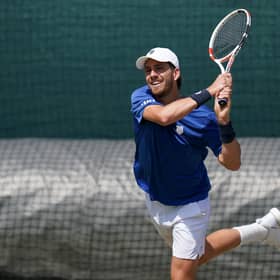Cameron Norrie practices for today's quarter-final