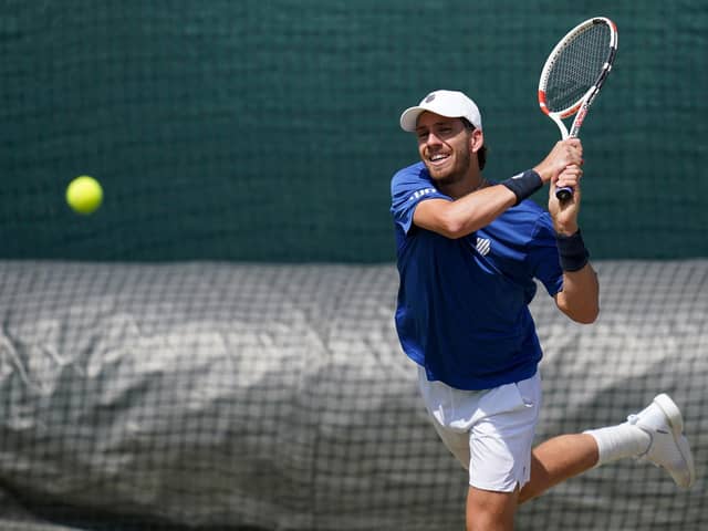 Cameron Norrie practices for today's quarter-final