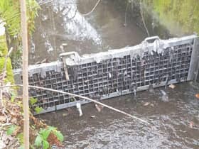 Pollution, in the form of items like wet wipes and sanitary products, in a Midlothian burn