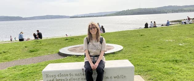 Janet Christie in Helensburgh, after completing The John Muir Way, a 134-mile walking route across Scotland. Pic: Kate Dixon