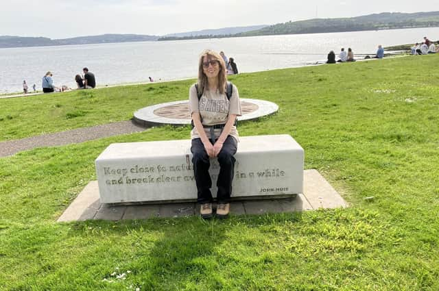 Janet Christie in Helensburgh, after completing The John Muir Way, a 134-mile walking route across Scotland. Pic: Kate Dixon