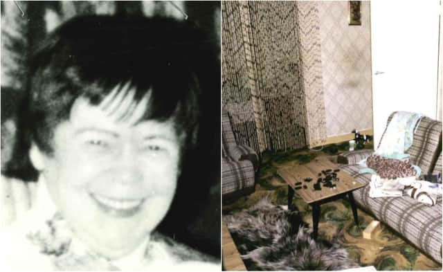 Mary McLaughlin, left, and her Partick flat in September 1984. Photos Crown Office.