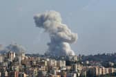 Smoke billows from a site targeted by Israeli shelling in the southern Lebanese village of Zaita (Picture: Mahmoud Zayat/AFP via Getty Images)