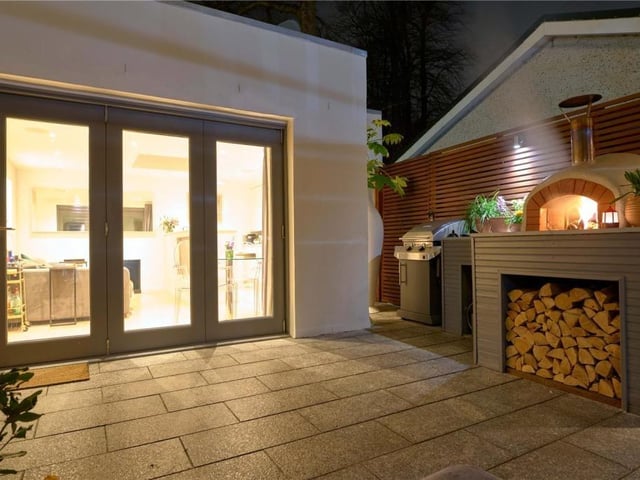 Patio garden at night.