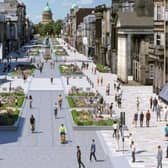 The revamp of George Street would see the current parking down the centre of the street removed, buses rerouted, the pavement widened and vehicles excluded for most of the day.