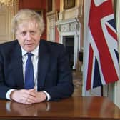 Prime Minister Boris Johnson speaks from Downing Street, London, in the aftermath of the Russian invasion of Ukraine. Picture: PA