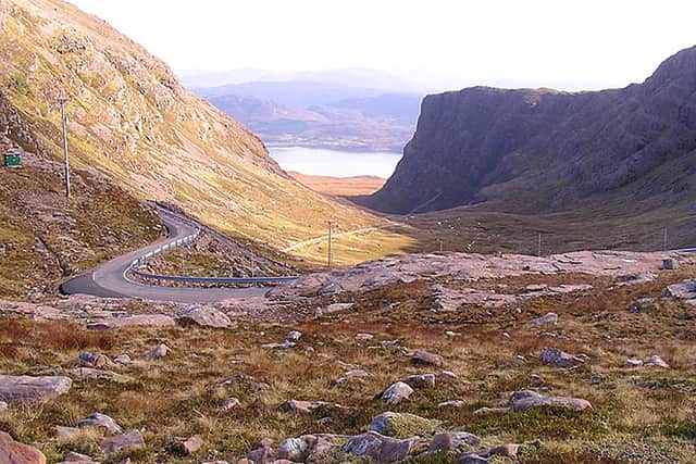 The Bealach na Ba road to Applecross in Wester Ross on the North Coast 500 driving route. PIC: geograph.org/Stuart Wilder.