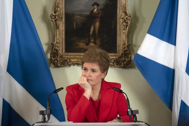 Nicola Sturgeon adopted an imperious tone when asked previously if would disclose her WhatsApp messages (Picture: David Cheskin-Pool/Getty Images)