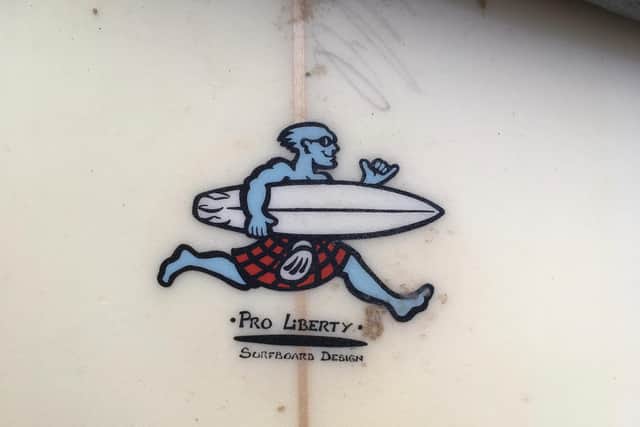 Close-up of a surfboard shaped by Martin McQueenie, who used to run Momentum surf shop on Bruntsfield Place PIC: Roger Cox / JPI Media