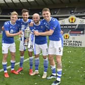 Ali McCann (left) and Jason Kerr (right), pictured alongside Callum Booth and Chris Kane after St Johnstone's Scottish Cup triumph in May, were both sold on transfer deadline day. Picture: SNS