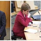 Scottish Labour leader Anas Sarwar and Nicola Sturgeon, who announced her resignation on Wednesday.