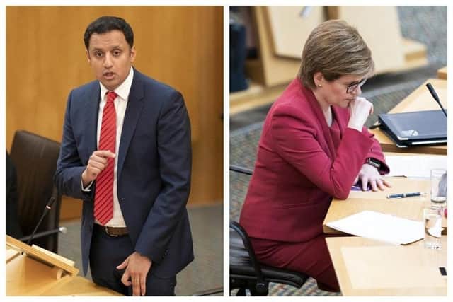 Scottish Labour leader Anas Sarwar and Nicola Sturgeon, who announced her resignation on Wednesday.