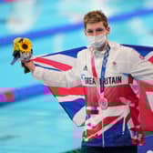 Great Britain's Duncan Scott, silver, on the podium for the Men's 200m Individual Medley Final at Tokyo Aquatics Centre on the seventh day of the Tokyo 2020 Olympic Games in Japan. Photo: Joe Giddens/PA Wire.