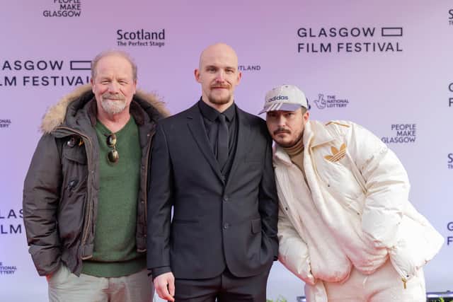 Peter Mullan, Conor McCarron and James Price at the Glasgow Film Festival premiere of Dog Days in 2023. Picture: Amy Muir