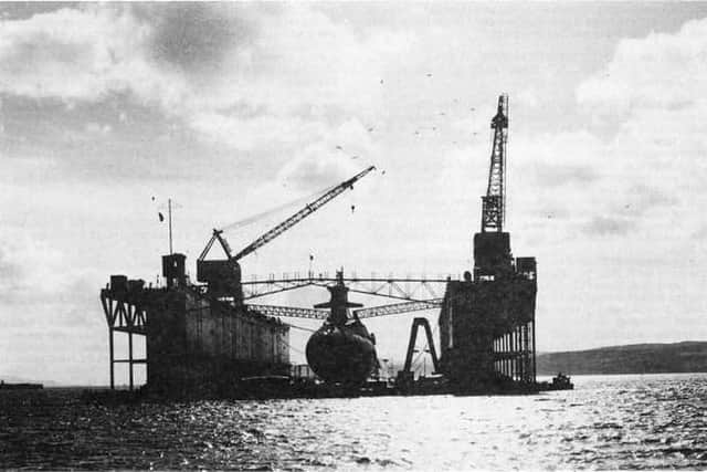 The USS Abraham Lincoln in the dry dock in Holy Loch in 1963, when Mr Clark, a former submariner, was stationed there with the US Navy. PIC: US Navy Archive.