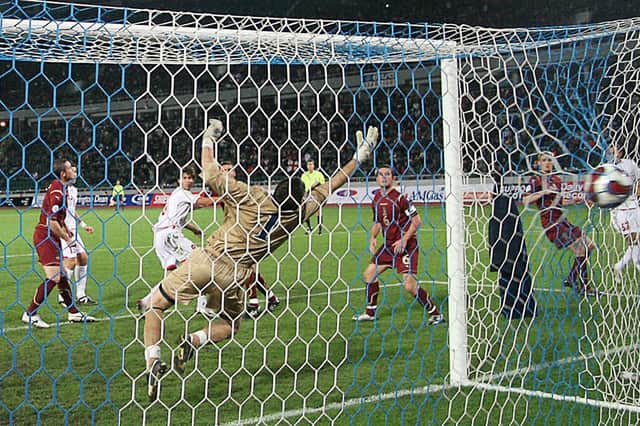 Craig Gordon concedes as Georgia inflicted a 2-0 defeat on Scotland in Tbilisi in 2007. Pic: ZVIAD NIKOLAISHVILI/AFP via Getty Images