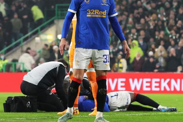 Rangers defender Borna Barisic during a cinch Premiership match between Celtic and Rangers at Celtic Park, on February 02, 2022. (Photo by Alan Harvey / SNS Group)
