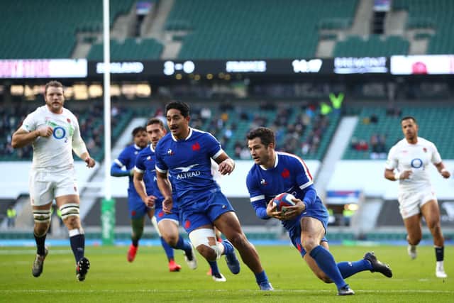 Brice Dulin has been a potent try threat for France recently and scored against England in the Autumn Nations Cup Final at Twickenham in December. Picture: Michael Steele/Getty Images