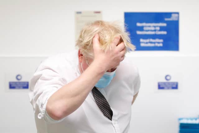 Prime Minister Boris Johnson during a visit to a vaccination centre in Northamptonshire. Picture: PA