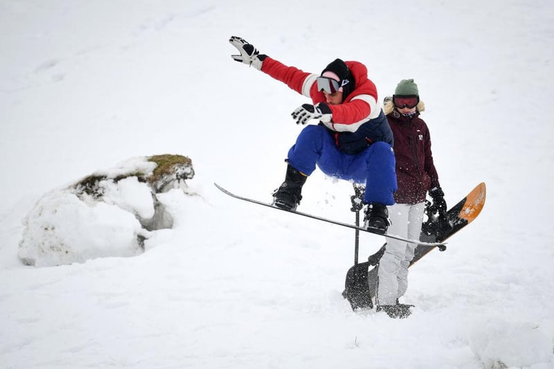 If you don’t have skis, you can follow in the steps of these snowboarders in Glenshee, Scotland.