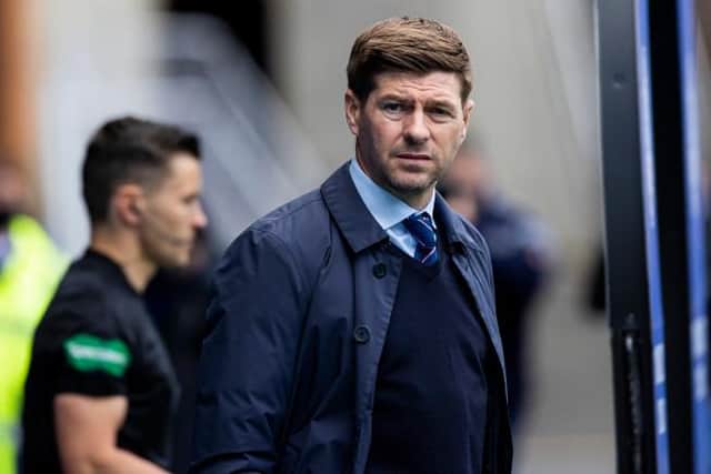 Rangers manager Steven Gerrard looks on during the final Old Firm game of the season at Ibrox. (Photo by Craig Williamson / SNS Group)